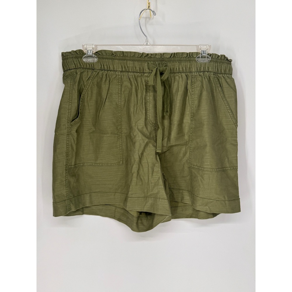Lane Bryant Shorts Womens 18/20 Green NWT Mid-Rise Utility Cotton Lyocell Blend